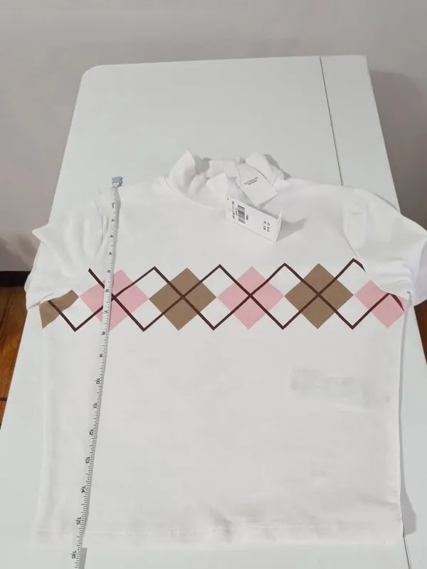 Hollister Argyle Long Sleeve Crop Top - White - Size S - 339-663-1111-108 - Image 7