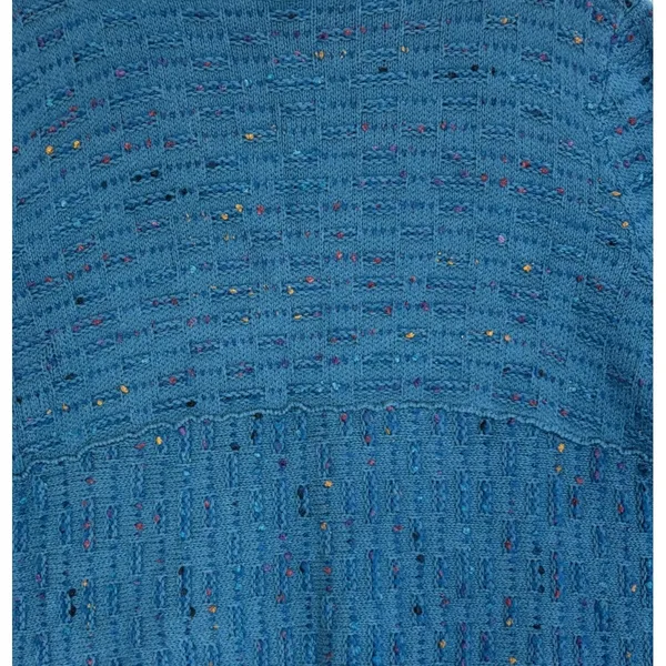 Habitat Sweater Blue Speckled Mock Neck Chunky Knit Rolled Cuff Lagenlook Boho L - Image 3