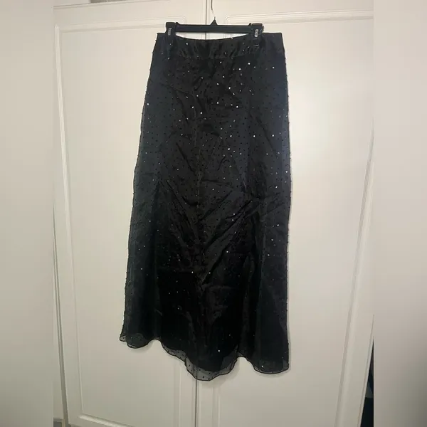 Tahari 100% Silk Beaded Maxi Skirt - Image 4