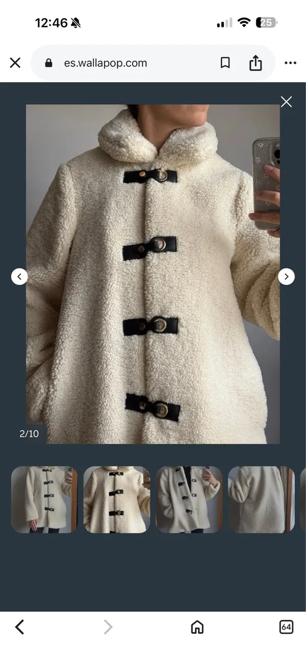 Zara Cream Faux Shearling Toggle Jacket with Black Trim - Image 9