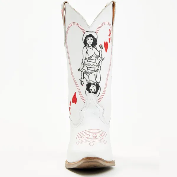 Dingo Queen Of Hearts‎ White and Red Western Heeled Boots - Image 4