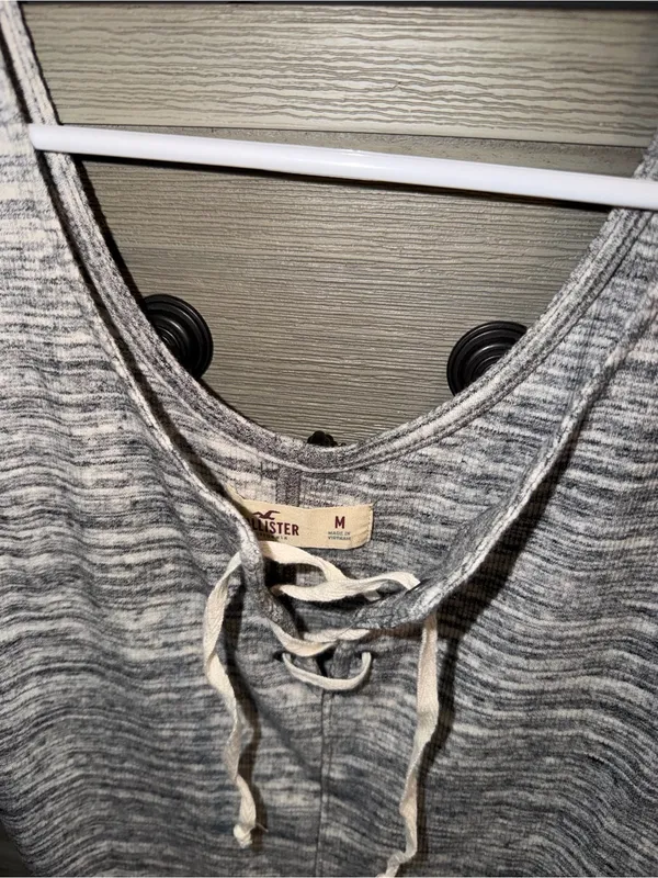 Hollister Heather Gray Lace-Up Tank Top - Image 3
