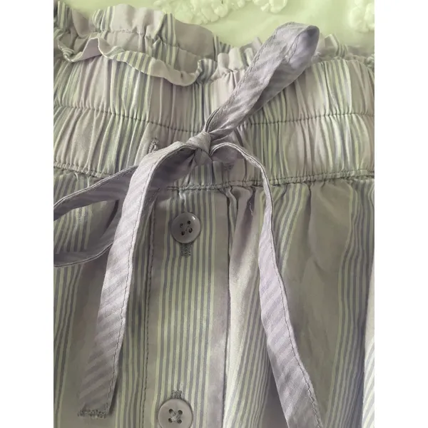 Aerie Lavender Stripe Skort Mini Skirt Button Front Size Medium - Image 5
