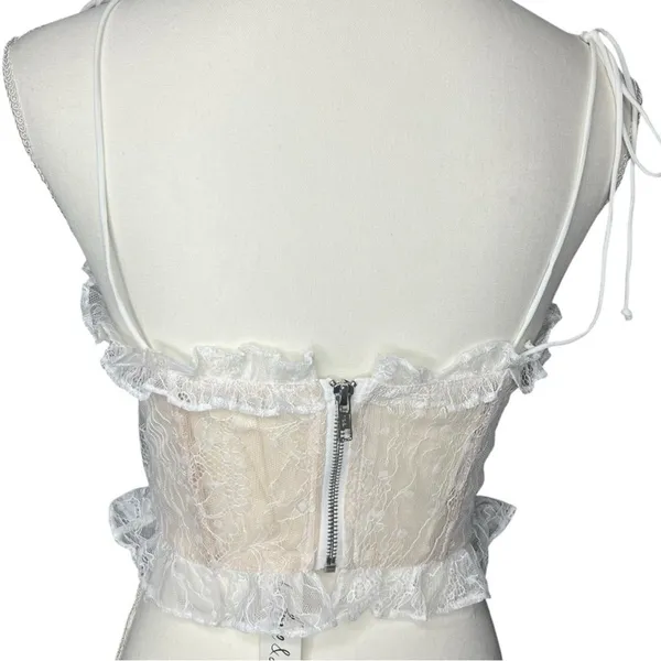 For Love and Lemons Jules Crop Top in White Size Small NWT - Image 3