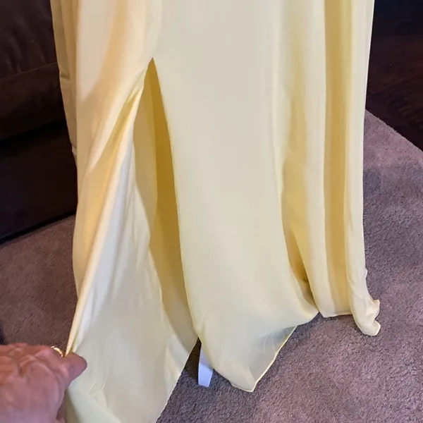 Women’s Yellow Chiffon Full Length Bridesmaid Prom Dress Corset Back Size 10 - Image 3