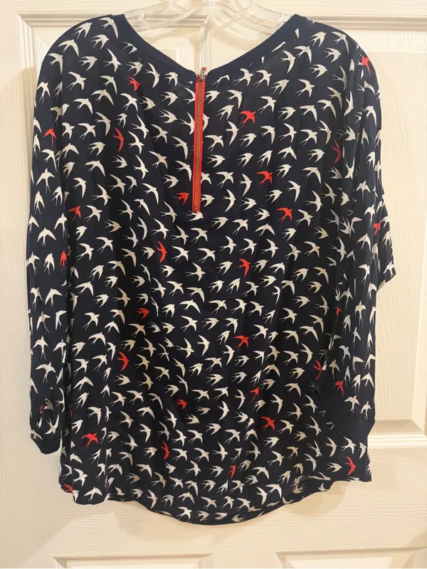 Maeve Anthropologie Bird Print Blouse Size 12 - Image 6