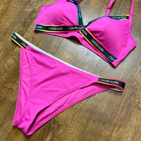 Calvin Klein Pink Branded Strappy Bikini Set Sz L/XL - Image 8