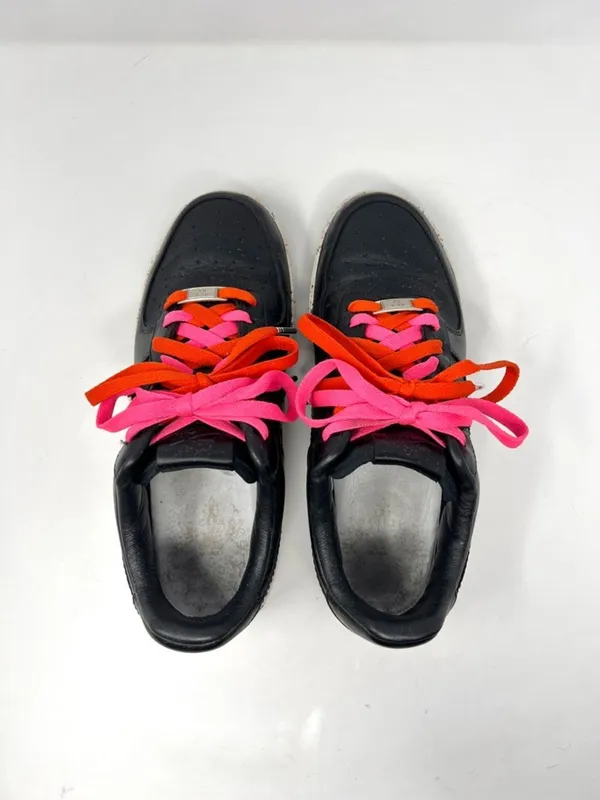 Nike Air Force 1 Supreme Low Black Laser Pink Speckled Sole Double Laced Size 9 - Image 5