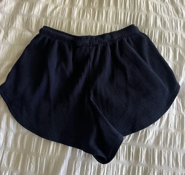 Navy Waffle Shorts Blue - Image 3