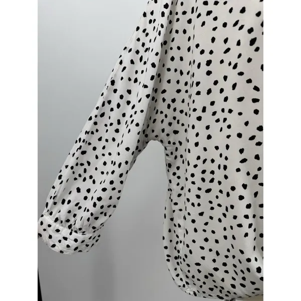 BeachLunchLounge Polka Dot Blouse V Neck Boho Tie Front Flowy Casual Chic Top L - Image 4
