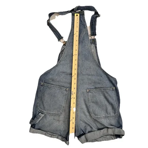 Abercrombie & Fitch Medium Wash Denim Shortalls Overalls XS Utility Bib‎ Pocket - Image 8