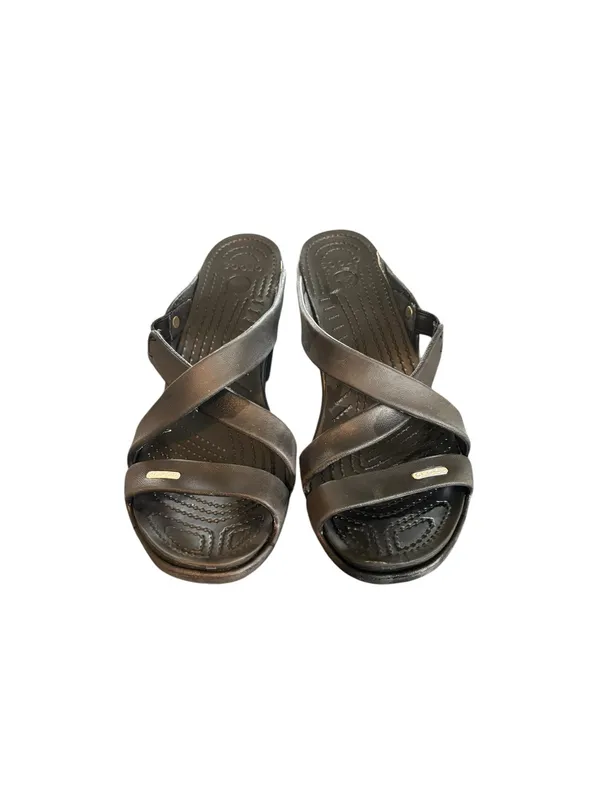 Crocs Cyprus IV Heel Sandals Womens Size 9 Black Strappy Summer Comfort - Image 3