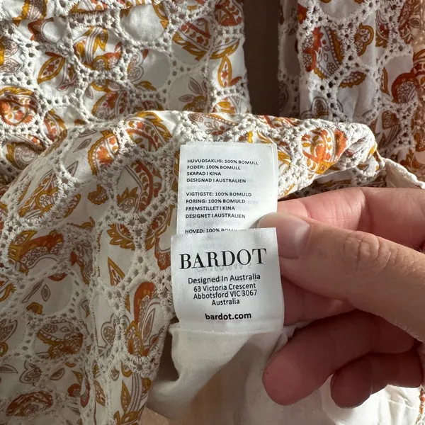 Bardot Broderie Dress 4/XS Tan Paisley - Image 8
