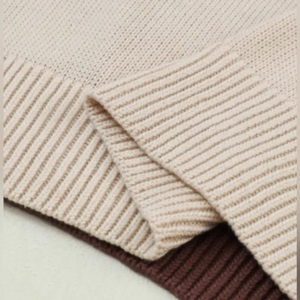 NEW Brown Black and Tan Colorblock Bishop Sleeve Sweater - Image 6