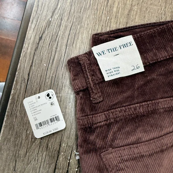 Free People We‎ The Free Risk Taker Cord Straight Leg in Chocolate Truffle size 26 nwt - Image 6