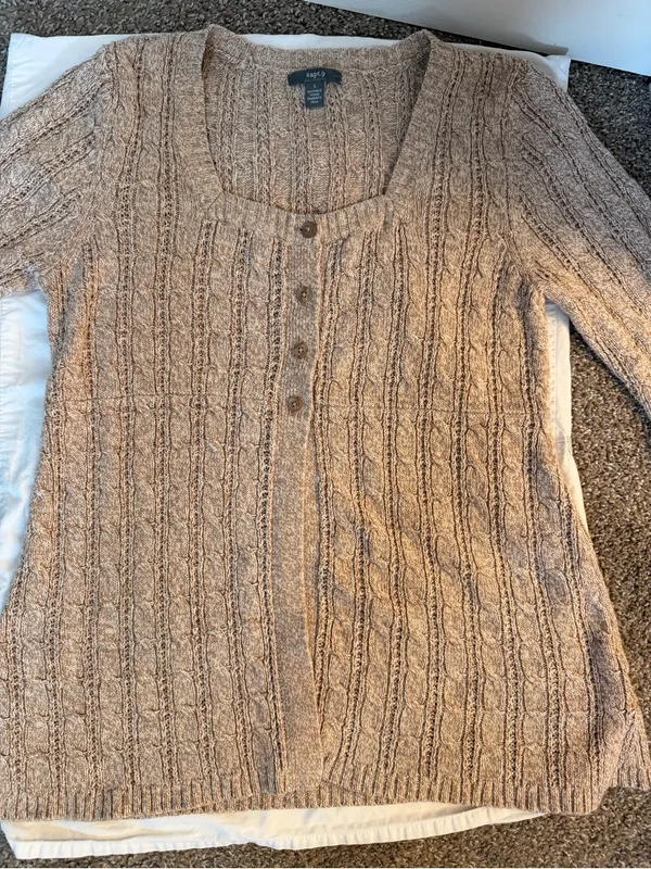 Apt. 9 Beige/Tan Cable Knit Button-Up Cardigan - Image 7
