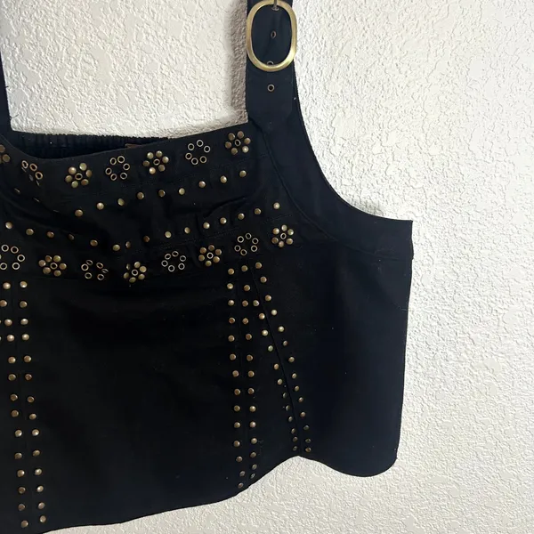 Free People Ricki Studded Top In Midnight Combo Womens Size Large Black NWT NEW - Image 7