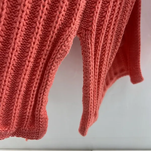 American Eagle Medium Cardigan Sweater Open Front Ribbed Coral Pink Knit Pockets - Image 11
