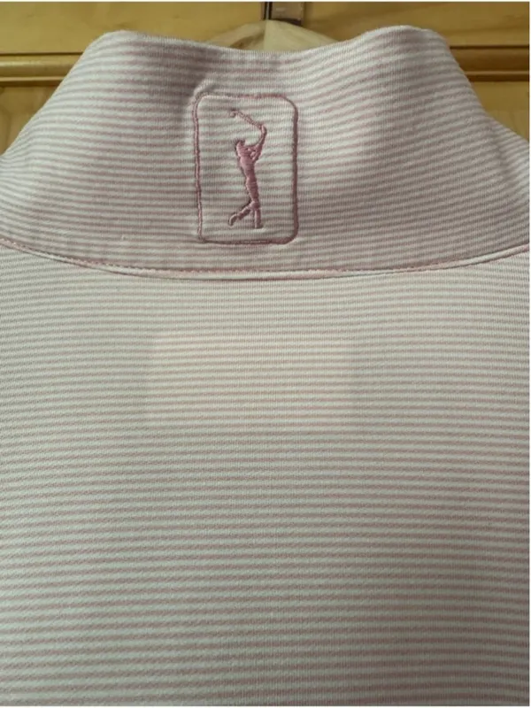 PGA Tour Light Pink striped Quarter-Zip Pullover size medium - Image 6