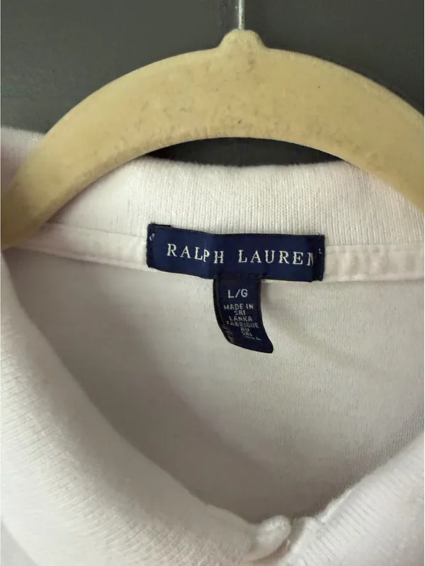 Ralph Lauren White Polo Shirt Dress with Navy Logo - Size Large - Image 6