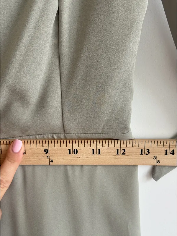 Show Me Your Mumu NWOT Claire Midi Dress Sage Green Tie Strap Side Slit Dress S - Image 14