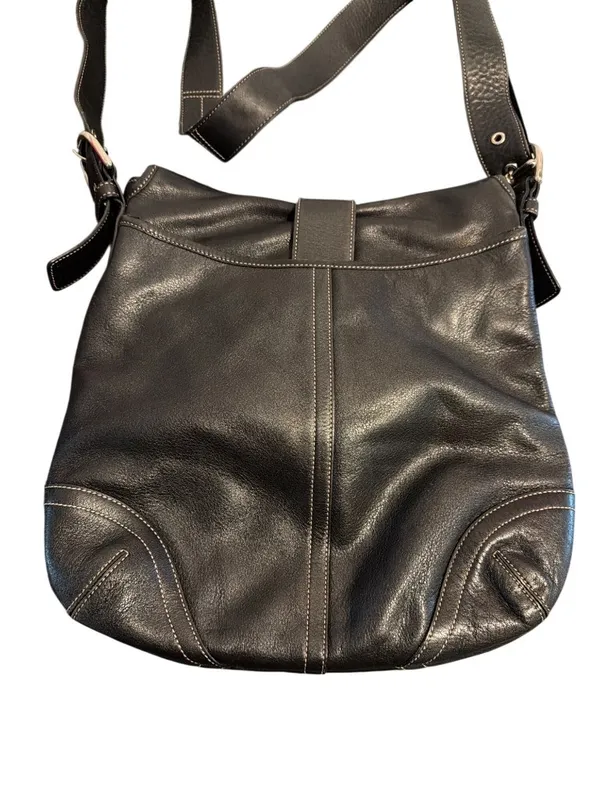 Vintage Y2K Coach Soho Legacy Flap Bag Black Leather F9S 9481 Buckle Snap Estate - Image 3