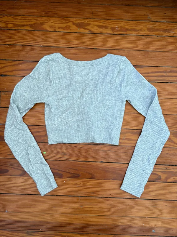Garage grey long sleeve scoop neck top - Image 2