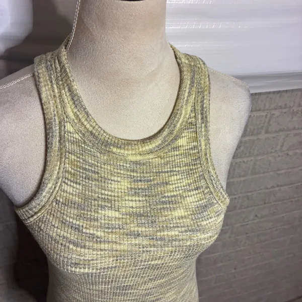 Old Navy Marled Yellow Grey Ribbed Racerback Maxi Dress with Shelf Bra XS - Image 2