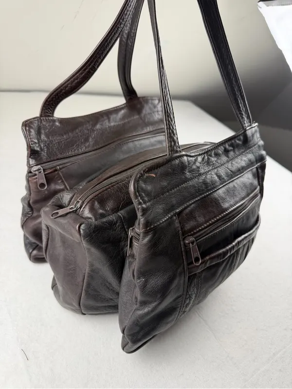 Vintage Genuine Leather Tote Bag Brown Slouchy Made in‎ Mexico - Image 6