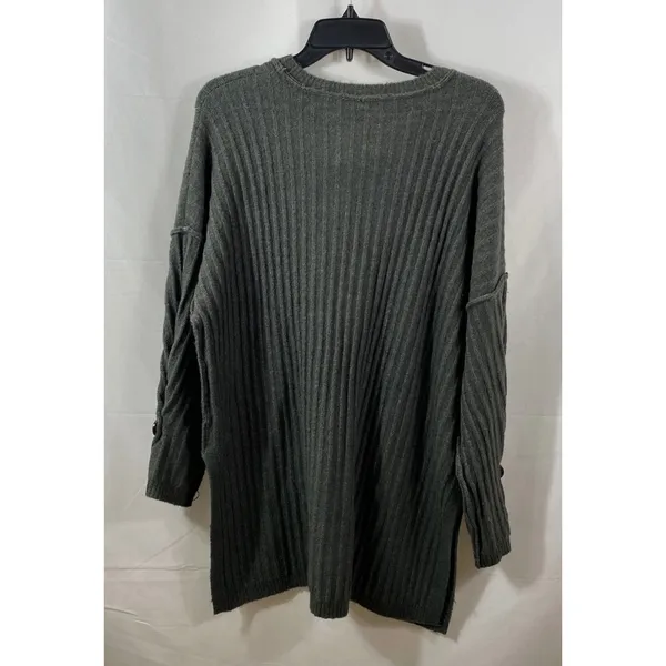 NWT Free People Around The Clock‎ Henley S Charcoal Ribbed Stretch Minimalist - Image 3