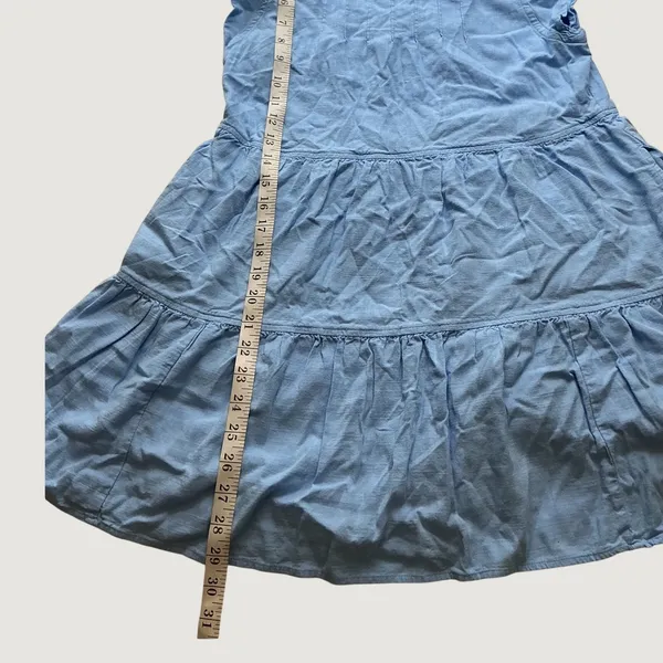 New In Blue Linen Blend Ruffle Sleeve Tiered Mini Dress ND30062 Womens Medium - Image 5
