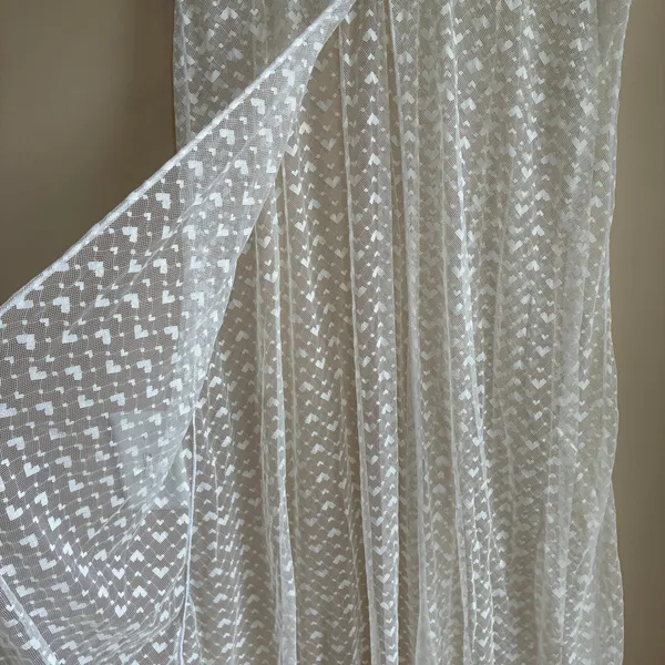Unbranded Heart Lace Sheer Mesh Pants 2XL White Women Heart Pattern Overlay - Image 2