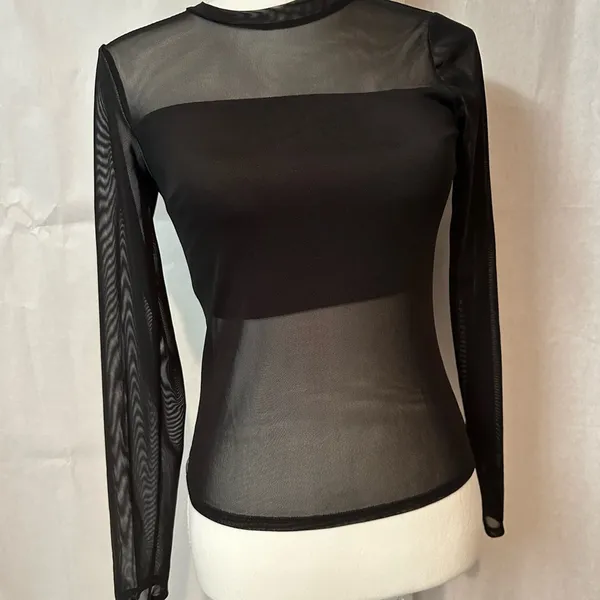 Shinestar Black Mesh Bodysuit - Image 2