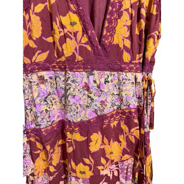 Free People‎ Tilda Wrap Dress Firebrick Floral Women's Size Medium - Image 9