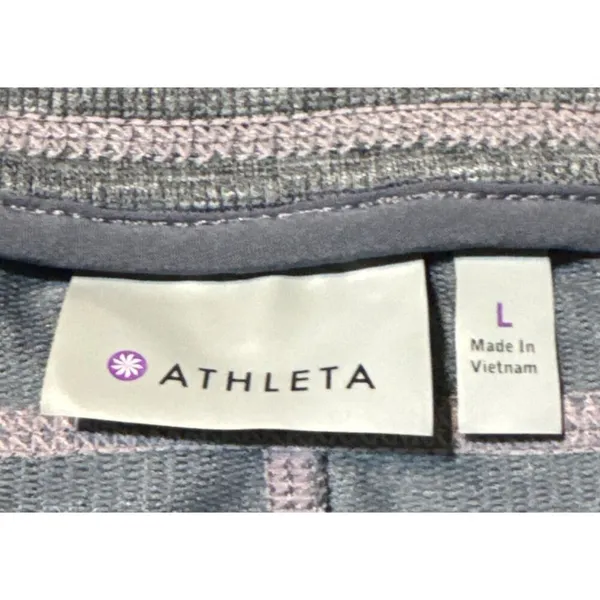 Athleta Techie Terry Mini Skirt Womens L Heather Gray Drawstring Pockets UPF 30 - Image 6