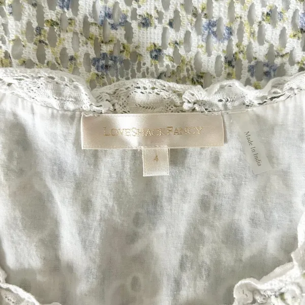 LoveShackFancy Lunetta Floral Eyelet Ruffle Mini Dress White Garden Stream Sz 4 - Image 5