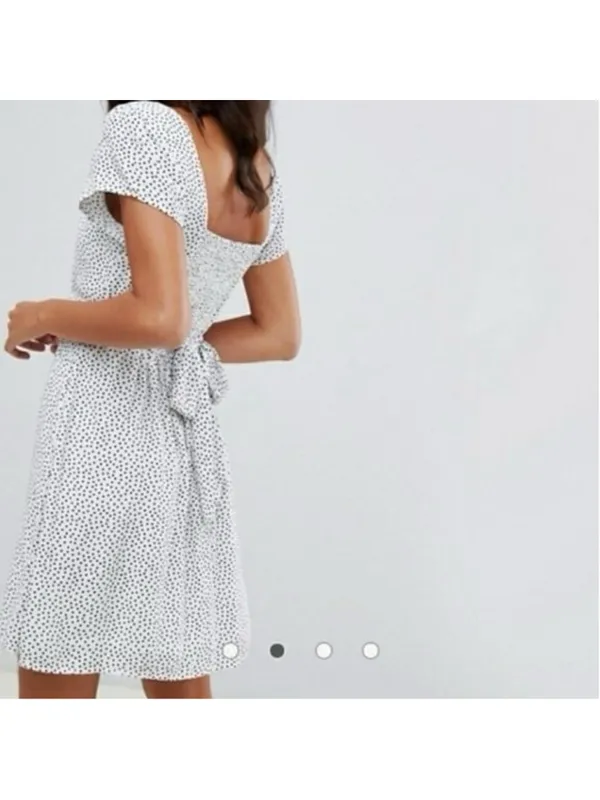 Abercrombie & Fitch Polka Dot Button Front Mini Dress White Black Retro Minimal - Image 2