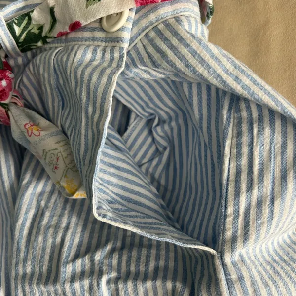 🌸 Vintage Lucia Seersucker Stripe Skirt w/ Floral Belt | Size 14 | Made in USA 🌸 - Image 5