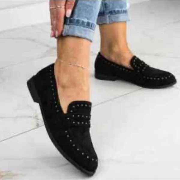 Bleeker & bond black suede studded loafers size 7 - Image 2