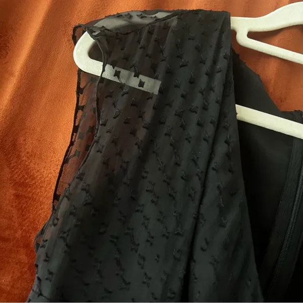 Adrianna Papell Black Silk Textured Fit & Flare Tie Front Dress Size 6 - Image 4