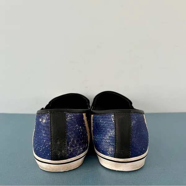 Alice + Olivia Faux‎ Snakeskin Blue Black Slip On Sneakers - Image 6