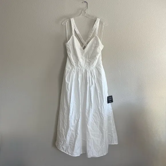 NEW Lulus Strolling Sicily White Pleated Backless Midi Dress With Pockets Sz XL - Image 9