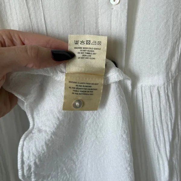 Anthropologie Yolanda Ivory Pleated Tunic Sleeveless Button Up Blouse Women's XS - Image 9
