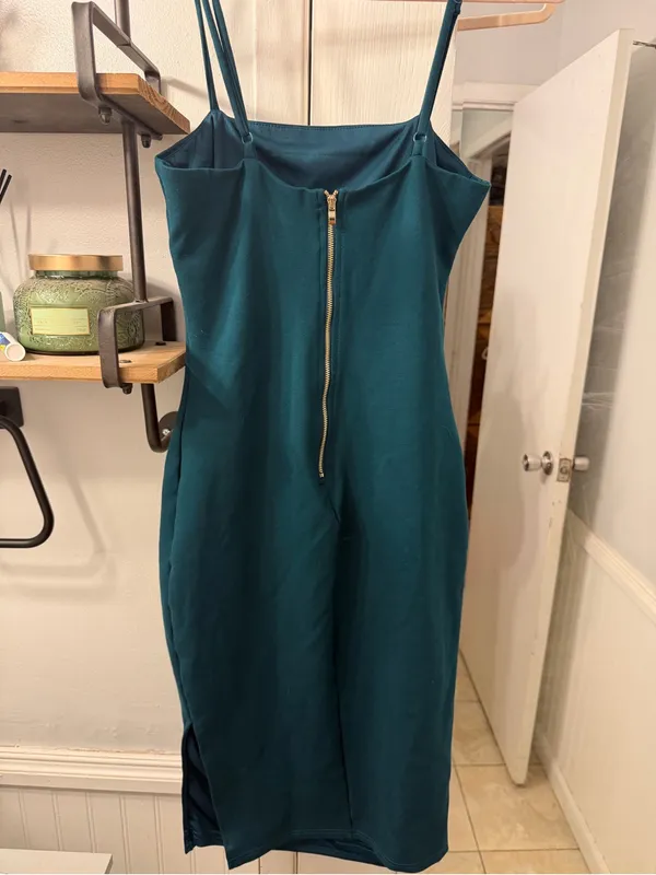 Lulu's Teal Midi Slip Dress with Spaghetti Straps - Image 3