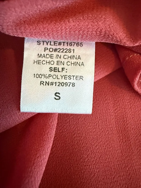 Entro Pink V-Neck Smocked‎ Ruffle Cuff Blouse Size S - Image 6