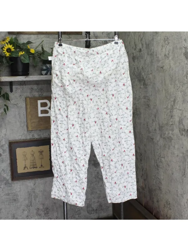 NWT Charter Club Printed Flannel Pajama Set Delicate Cardinal White Multi 1X - Image 6
