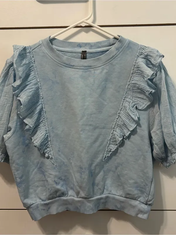 Anthropologie Short-Sleeve Ruffled Tie-Dye Sweatshirt - Image 2