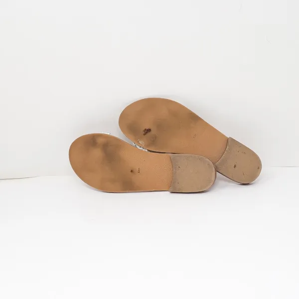 Jack Rogers Lauren Leather Double Strap Open Toe Flat Sandals Shoes White 8.5 - Image 4