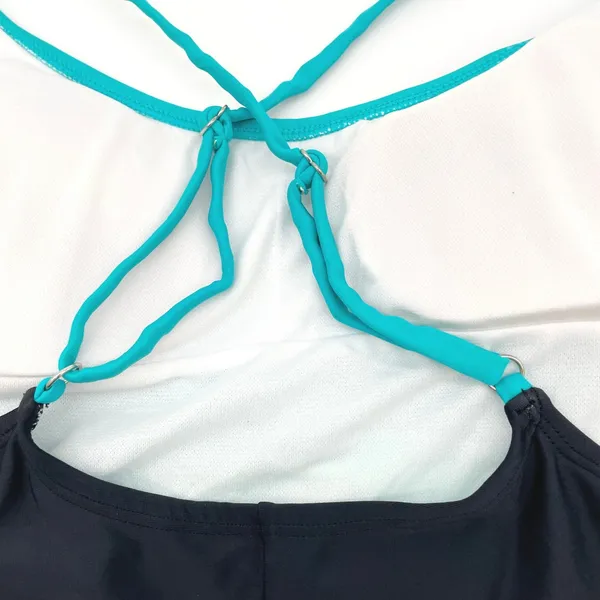 SO One Piece Swimsuit Womens Medium Colorblock‎ Stretch Sporty Minimal Beach - Image 6