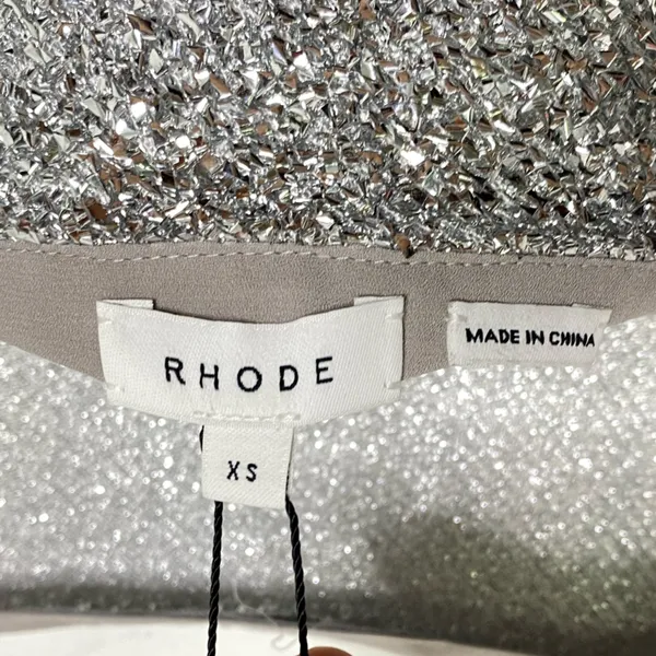 Rhode Stella Maxi Dress Silver Metallic Gown‎ Slit - Image 7